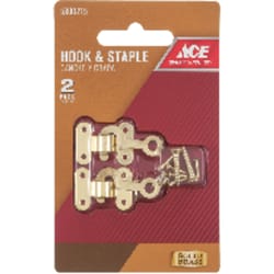 Ace Satin Gold Brass Small Decorative Hook and Staple 2 pk