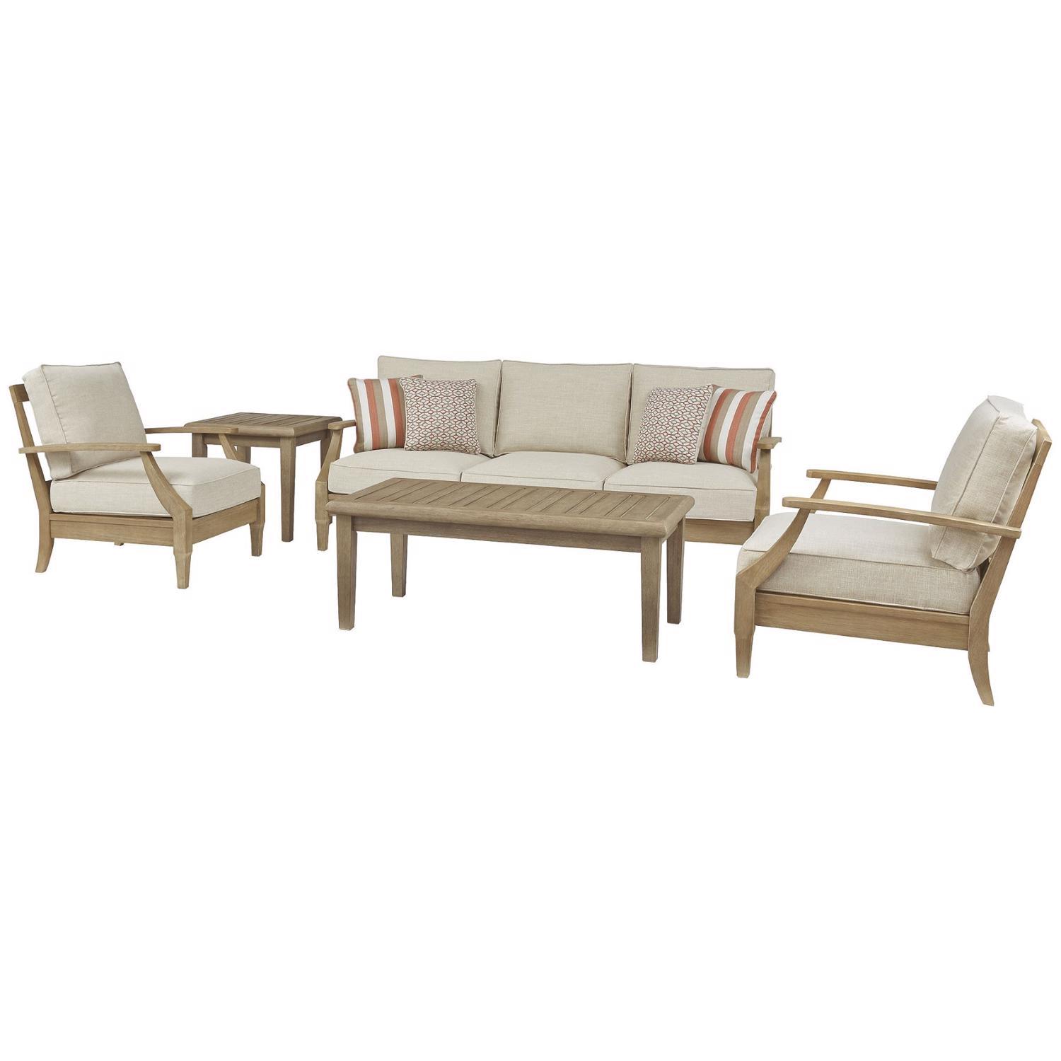 Photo 1 of **SEE NOTES // ONLY THE SOFA** Signature Design by Ashley Clare View 5 pc Brown Wood Patio Set Beige