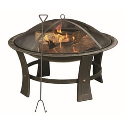 Living Accents 29 in. W Steel Round Wood Fire Pit