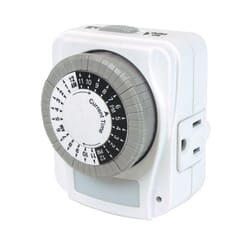 Prime Indoor 24 Hour Mechanical Timer with Nightlight and Grounded Outlet 125 V White