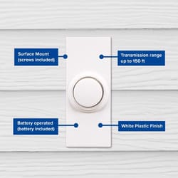 Heath Zenith White Plastic Wireless Pushbutton Doorbell