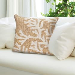 Liora Manne Frontporch Beige Coral Polyester Throw Pillow 18 in. H X 2 in. W X 18 in. L