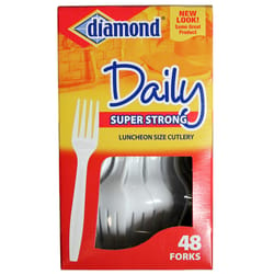 Diamond White Plastic Heavy Duty Forks 48 pk