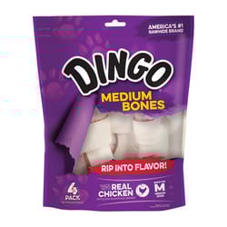 Dingo Medium Adult Rawhide Bone Chicken 5.5 in. L 4 pk