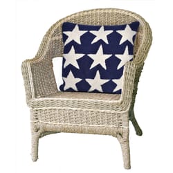 Liora Manne Frontporch Blue Stars Polyester Throw Pillow 18 in. H X 2 in. W X 18 in. L