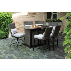 Living Accents Milano 7 pc Black High Dining Fire Pit Set Gray
