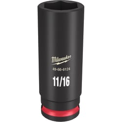 Milwaukee Shockwave 11/16 in. X 3/8 in. drive SAE 6 Point Deep Impact Socket 1 pc