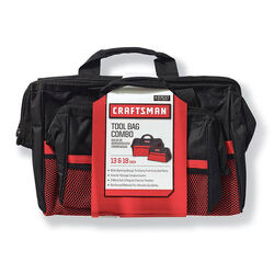工匠12.25 in. W X 17.5 in. H Ballistic Nylon Tool Bag Set Black/Red 2 pc