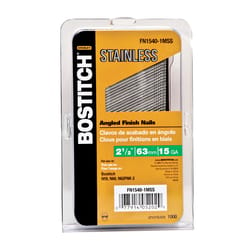 Bostitch 2 in. L X 15 Ga. Angled Strip Stainless Steel Finish Nails 1,000 pk