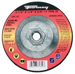 Forney 4-1/2 in. D X 5/8 in. in. Metal Grinding Wheel
