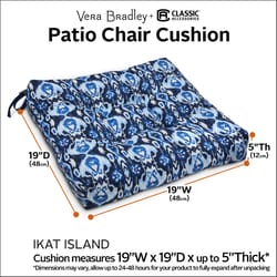 Classic Accessories Blue Polyester Chair Cushion 5 in. H X 19 in. W X 19 in. L
