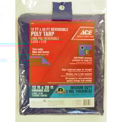 Ace 12 ft. W X 20 ft. L Medium Duty Polyethylene Tarp Blue/Brown