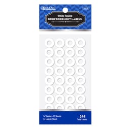 Bazic Products 1/4 in. H X 1/4 in. W Round White Reinforcement Label 544 pk