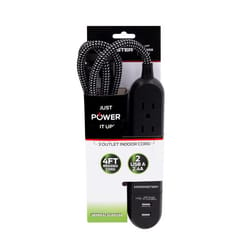 Monster Just Power It Up 4 ft. L 3 outlets Power Strip Black