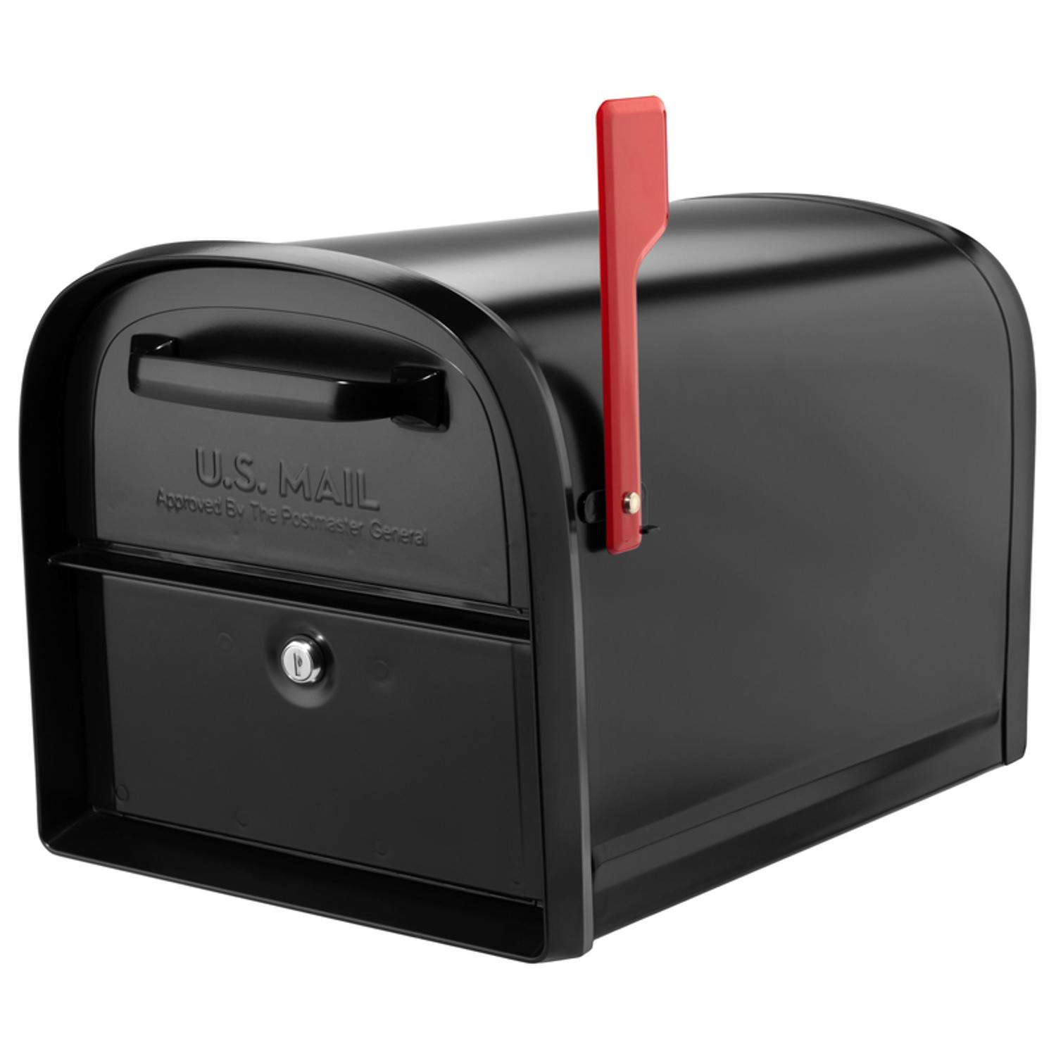 Photo 1 of Architectural Mailboxes Oasis Modern Galvanized Steel Post Mount Black Mailbox