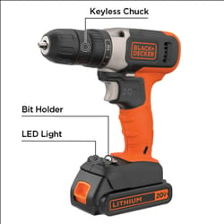 Black+Decker 20V MAX 3/8 in. Brushed Cordless Drill/Driver Kit (Battery &amp; Charger)