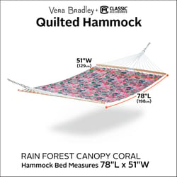 Classic Accessories 51 in. W X 78 ft. L 2 person Multi-color Rain Forest Canopy Coral Quilted Hammoc