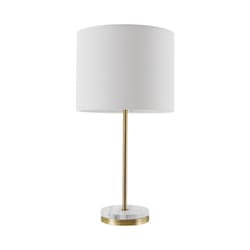 Globe Electric 19 in. Matte Brass White Table Lamp