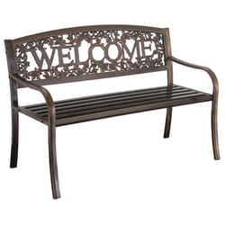 Leigh Country Brown Steel Welcome Bench 34 in. H X 50.5 in. L X 25 in. D
