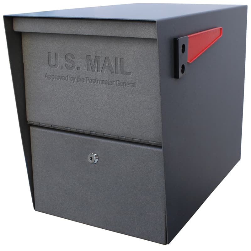 Photo 1 of Mail Boss Package Master Modern Galvanized Steel Post Mount Granite Locking Mailbox