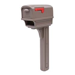Gibraltar Mailboxes Gentry Classic Plastic Post Mount Mocha Mailbox