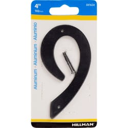 Hillman 4 in. Black Aluminum Nail-On Number 9 1 pc