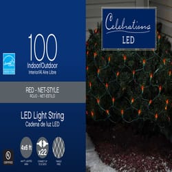 庆祝LED迷你红色100 ct网圣诞灯6英尺.