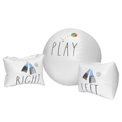 CocoNut Float Rae Dunn White Vinyl Inflatable Left and Right Arm Floats and Ball