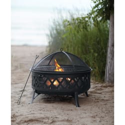 Living Accents 35.47 in. W Steel Lattice Round Wood Fire Pit