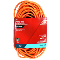 Ace Indoor or Outdoor 100 ft. L Orange Extension Cord 14/3 SJTW