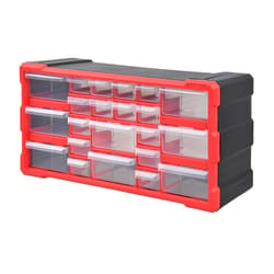 Ace 6.3 in. W X 9.5 in. H Storage Bin Plastic 22 compartments Black/Red