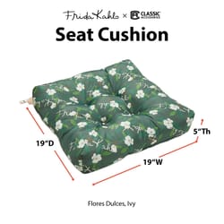 Classic Accessories Frida Kahlo Green/White Flores Dulces Polyester Chair Cushion 5 in. H X 19 in. W