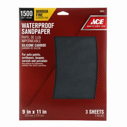 Ace 11 in. L X 9 in. W 1500 Grit Silicon Carbide Waterproof Sandpaper 3 pk