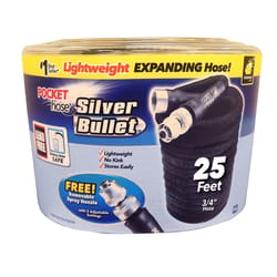 Pocket Hose Silver Bullet 3/4 in. D X 25 ft. L Expandable Lightweight Garden Hose Black