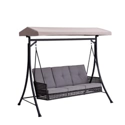 Living Accents Wicker Black Steel Frame Woven Bench