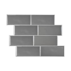 Smart Tiles 8.38 in. W X 11.56 in. L Gray Mosaic Vinyl Adhesive Wall Tile 4 pc