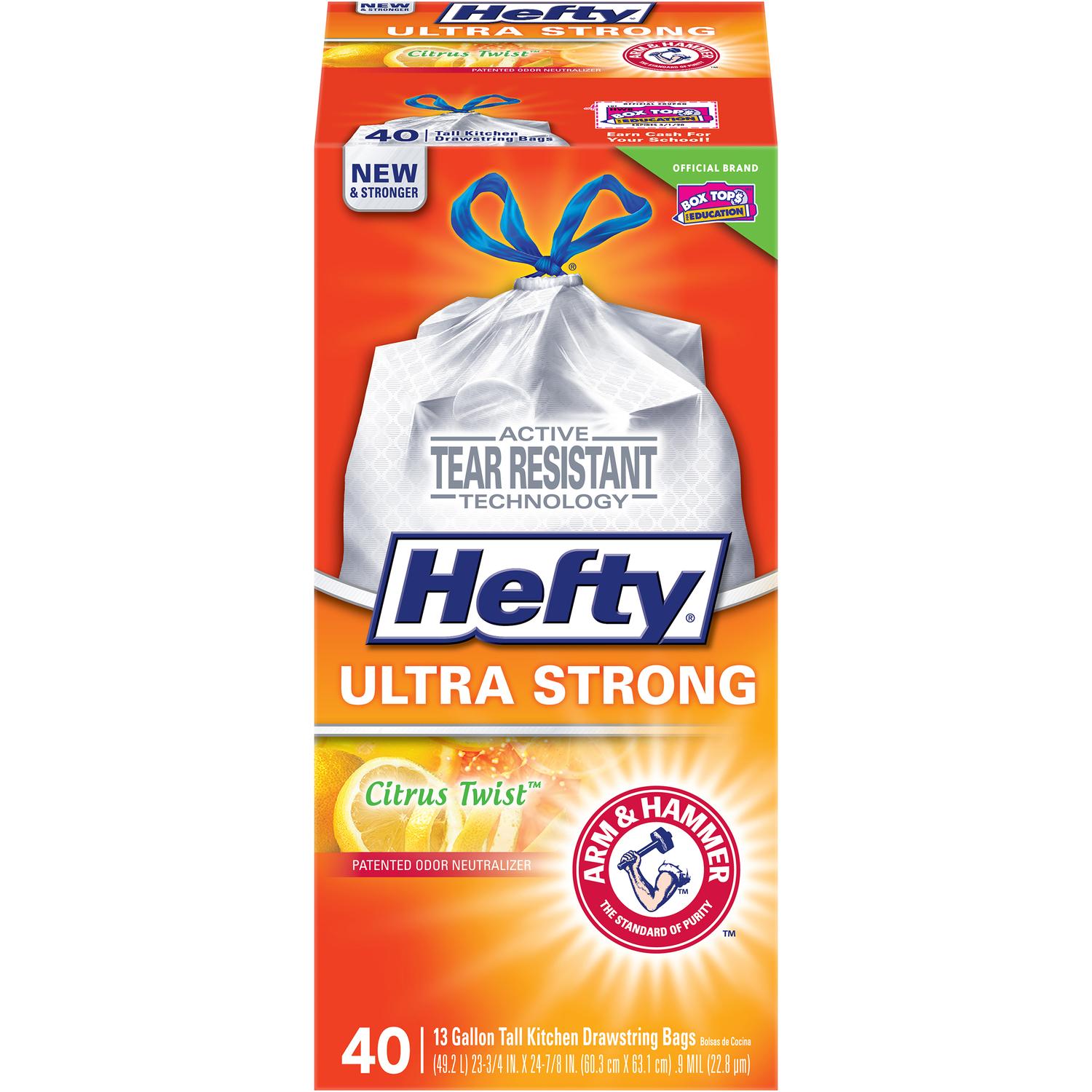 Photo 1 of Hefty Ultra Strong 13 gal Citrus Scent Kitchen Trash Bags Drawstring 40 pk 0.9 mil