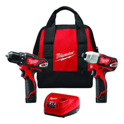 Milwaukee M12 12 V Cordless Brushed 2 Tool Drill and Impact Driver Kit