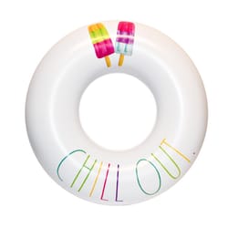CocoNut Float Rae Dunn White PVC/Vinyl Inflatable Chill Out Floating Tube