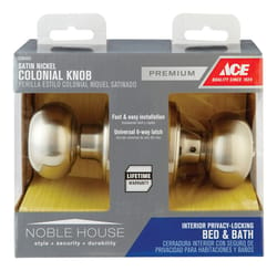 Ace Colonial Satin Nickel Privacy Lockset 1-3/4 in.