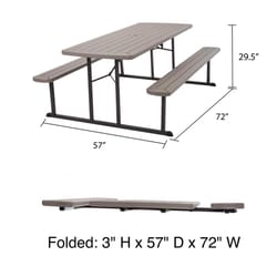 Cosco Plastic Brown 72 in. Rectangle Foldable Picnic Table