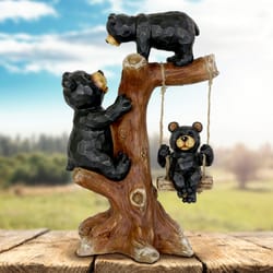 Exhart Resin Multi-color 14 in. Bear Family Garden Statue