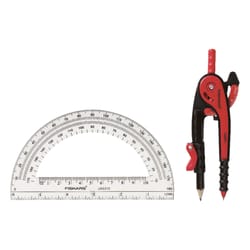 Fiskars 12 in. Pencil Compass with Protractor 3 pc