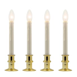 Celestial Lights Brass no scent Scent LED REMOTE Battery Operated Taper Window Candle