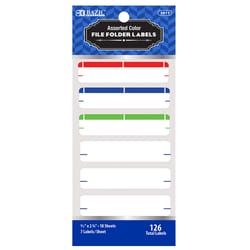 Bazic Products 3/5 in. H X 2-3/4 in. W Rectangle Assorted File Folder Label 126 pk