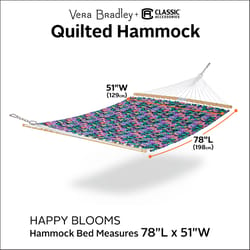 Classic Accessories 51 in. W X 78 ft. L 2 person Multi-color Happy Blooms Quilted Hammock