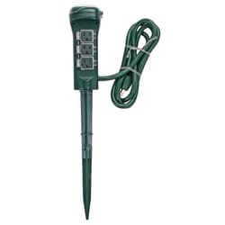 Prime Outdoor 6 Outlet Photocell Power Stake Timer 125 V Green