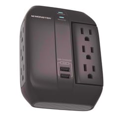 Monster Just Power it Up 0 ft. L 6 outlets Wall Tap Surge Protector w/USB Black 1200 J