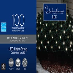 庆祝LED迷你酷白100 ct净圣诞灯6英尺.