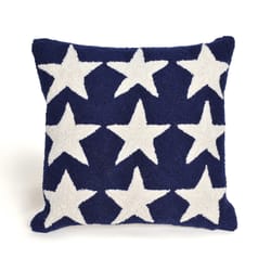 Liora Manne Frontporch Blue Stars Polyester Throw Pillow 18 in. H X 2 in. W X 18 in. L